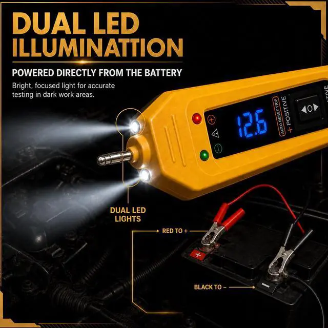 Alt view image 7 of 7 - Automotive Test Light Probe Kit, 3-36V DC Power Circuit Probe Tester with Voltmeter, Auto Electrical Voltage Fuse Continuity Tester Tool with Black Carrying Case