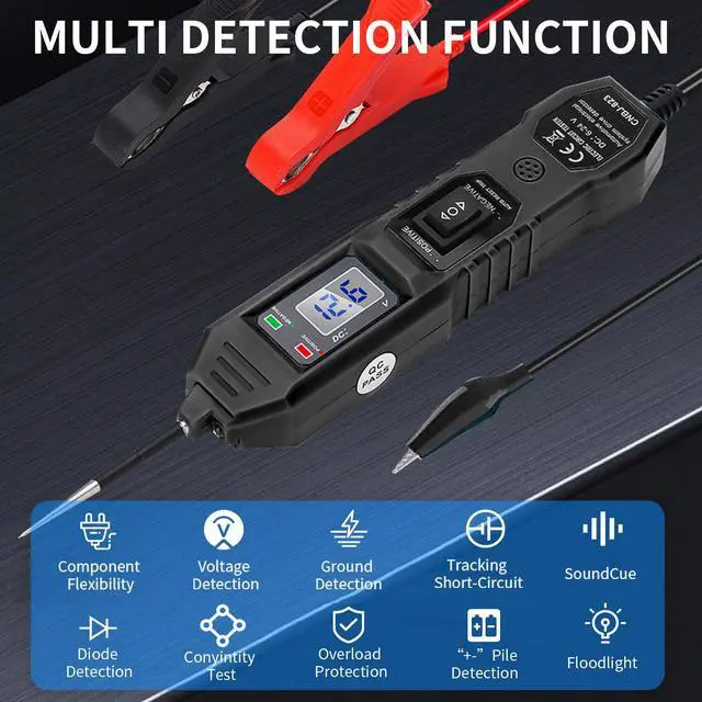 Alt view image 3 of 7 - Power Circuit Probe Tester,6V/12V/24V DC Circuit Tester Automotive,Test Light,Fuse & Voltage Tester,Automotive Short Circuit Breake Finder Electrical Tools (Black)