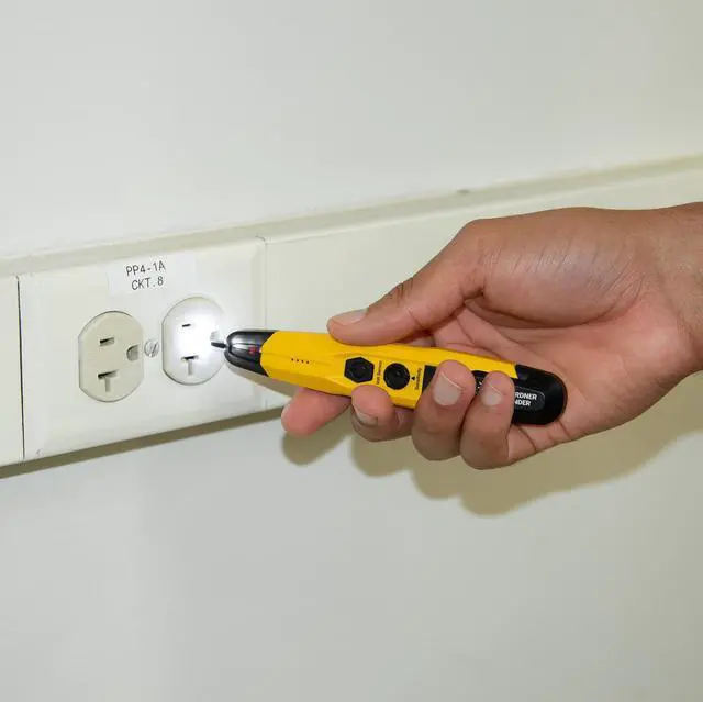 Alt view image 5 of 7 - Instruments VD6509 Adjustable Non-Contact Detector with Flashlight, cETLus Listed, 1, 5 Clams/Master Voltage Tester, yellow