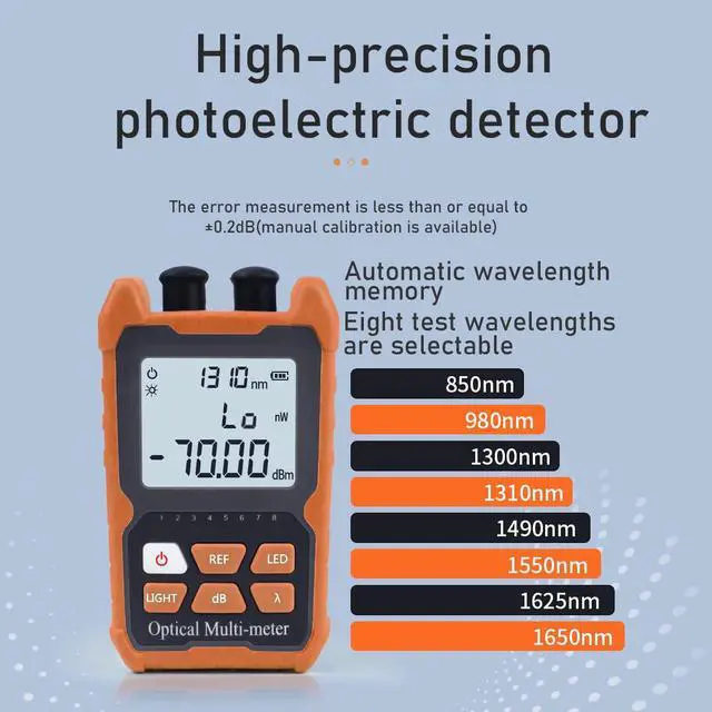 Alt view image 6 of 7 - Portable Fiber Optic Power Meter & Tester with FC/SC/ST Interface,Built-in 2mw Visual Fault Locator (VFL) OPM-VFL-1