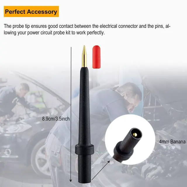 Alt view image 3 of 7 - - 2Pk 4Mm Banana Jack 3 Tip Black (PPTK0024-2),Use for Autel Circuit Tester Power Circuit Probe