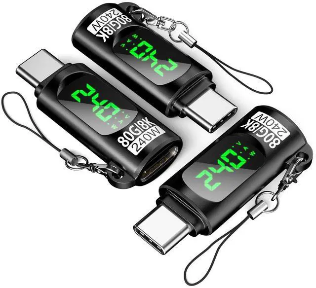 Main image of 240W Power Meter Tester USB C Cables Adapter Voltage Current Display(3Pack)