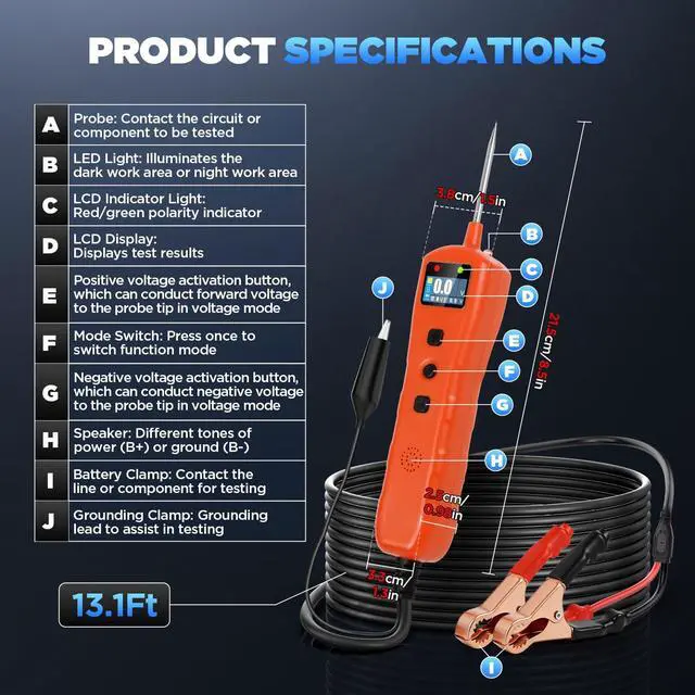 Alt view image 7 of 7 - Power Circuit Probe Tester, 9-30V DC Automotive Short Circuit Finder