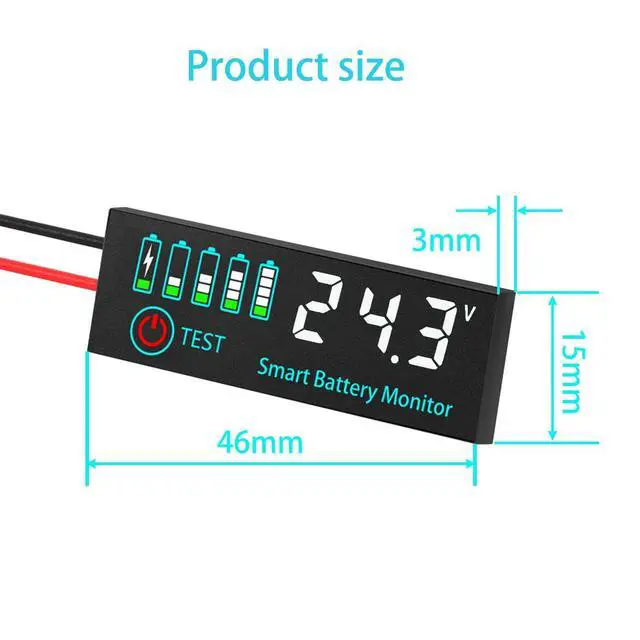 Alt view image 4 of 6 - 2-Pack White LED Battery Voltage Tester Module, 7-55V DC Battery Level Indicator for Lithium/LiFePO4/Lead-Acid Batteries, Custom Voltage Settings, Low Power Backlight