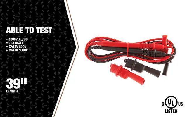 Alt view image 3 of 5 - 60010S Replacement Test Leads with Alligator Clips;black red