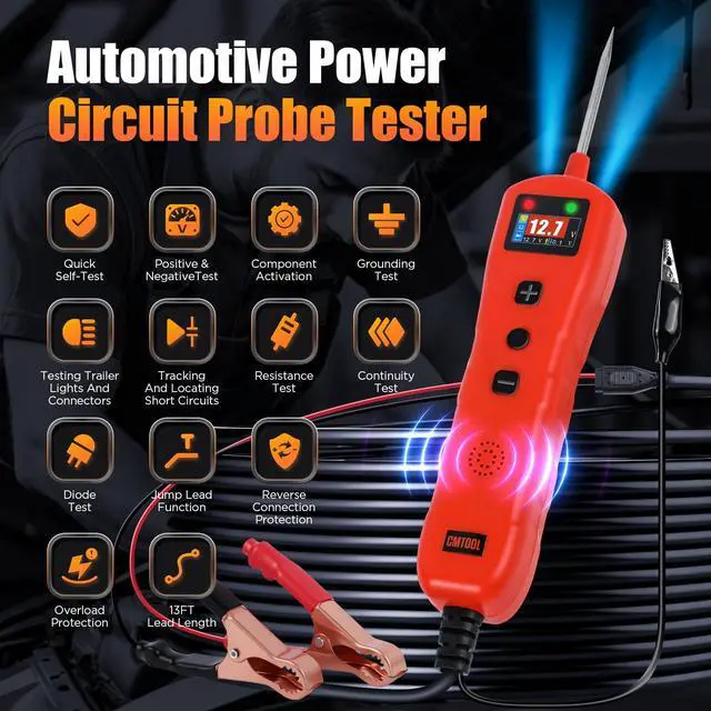 Alt view image 2 of 7 - Power Circuit Probe Tester, 9-30V Test Light Automotive, Car Fuse Tester, Voltage Tester 0.3V-70V, Circuit Breaker Finder, Component Activation Tool