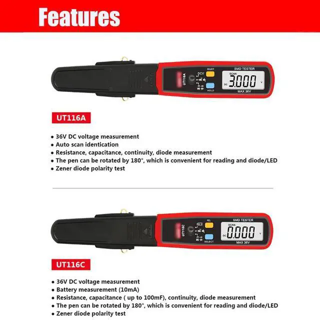 Alt view image 4 of 7 - Parasitic Draw Fuse Tester Automotive, 2026 New Component Multi-Function Tester, for Mini, Maxi & ATC Fuses Live Current Readings up to 80A, Replaceable Tips, Highly Precise, Wide-Range (UT116A)