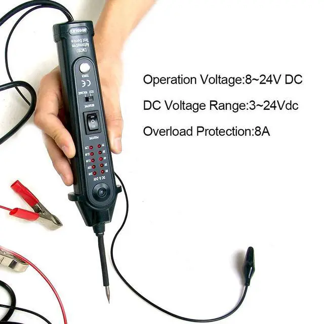 Alt view image 2 of 7 - Automotive Electrical Tester with Voltage Display, 2-24V Digital Circuit Test Tool, Power Short Finder Probe with LCD Screen, Polarity Indicator, 5m Cable for Car DIY Diagnostic Repair