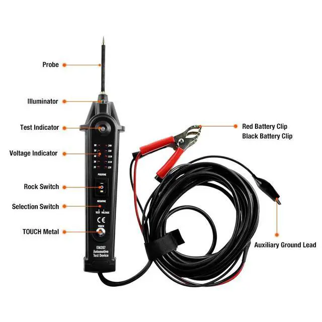 Alt view image 3 of 7 - Automotive Electrical Tester with Voltage Display, 2-24V Digital Circuit Test Tool, Power Short Finder Probe with LCD Screen, Polarity Indicator, 5m Cable for Car DIY Diagnostic Repair
