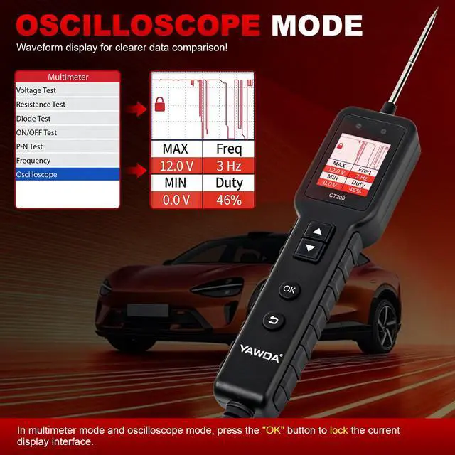 Alt view image 2 of 7 - Power Circuit Probe,Colour screen12-24V DC Car Electrical System Diagnostic Test Tool,Electrical Short Open Breaker Circuit Finderand Component Activatedwith Multimeter Mode