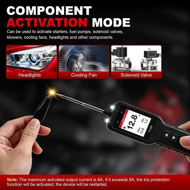 Alt view image 5 of 7 - Power Circuit Probe,Colour screen12-24V DC Car Electrical System Diagnostic Test Tool,Electrical Short Open Breaker Circuit Finderand Component Activatedwith Multimeter Mode
