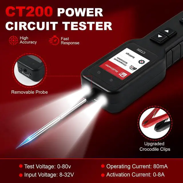 Alt view image 7 of 7 - Power Circuit Probe,Colour screen12-24V DC Car Electrical System Diagnostic Test Tool,Electrical Short Open Breaker Circuit Finderand Component Activatedwith Multimeter Mode