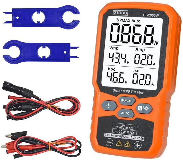 Main image of FT-2000W Solar Panel Tester MPPT Meter - 2000W Max Power, 150V/35A PV Module Tester for Voc/Isc, Open Circuit Voltage & Short Circuit Current, with Backlight & Data Hold