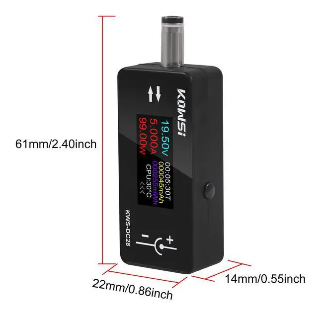 Alt view image 3 of 7 - 2PCS 0.96 Inch TFT HD Digital Display DC 5.5 * 2.5 Interface Tester Voltage Ammeter Power Meter 4~30V 0~12AKWS-DC28