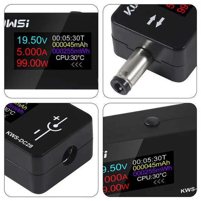 Alt view image 7 of 7 - 2PCS 0.96 Inch TFT HD Digital Display DC 5.5 * 2.5 Interface Tester Voltage Ammeter Power Meter 4~30V 0~12AKWS-DC28