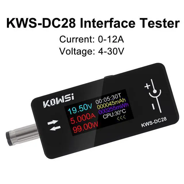 Alt view image 4 of 7 - 2PCS 0.96 Inch TFT HD Digital Display DC 5.5 * 2.5 Interface Tester Voltage Ammeter Power Meter 4~30V 0~12AKWS-DC28