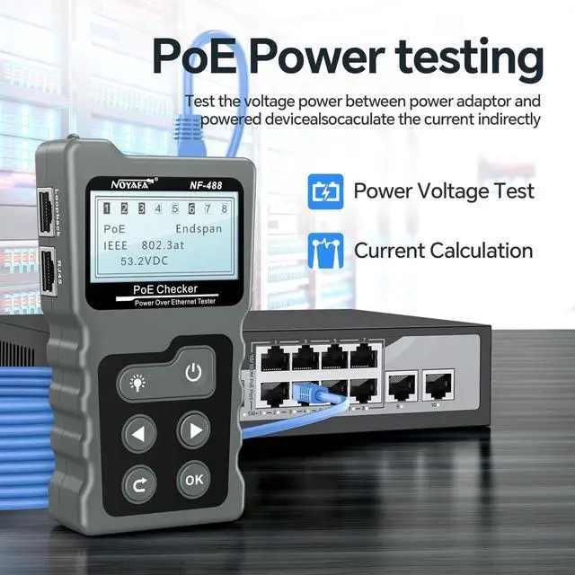 Alt view image 2 of 7 - NF-488 POE Cable Tester for Power Over Ethernet, Network Cable Continuity Checking, Switch Loop-Back POE Detector