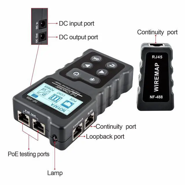 Alt view image 7 of 7 - NF-488 POE Cable Tester for Power Over Ethernet, Network Cable Continuity Checking, Switch Loop-Back POE Detector