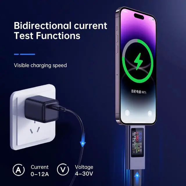 Alt view image 3 of 7 - USB C Power Meter Testers,USB-C Tester Color Screen,Digital Multimeter,Voltage Current Tester USB Battery Checker USB Voltage Current Voltmeter USB Mobile Testers USB Power Tester