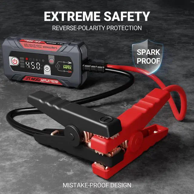 Alt view image 5 of 7 - JT400 2500A Portable Jump Starter with 1002000 CCA Battery Tester, 12V Car Battery Jump Starter for Up to 8.5L Gas or 6.5L Diesel Engines, Smart Bluetooth Automotive Battery Load Tester