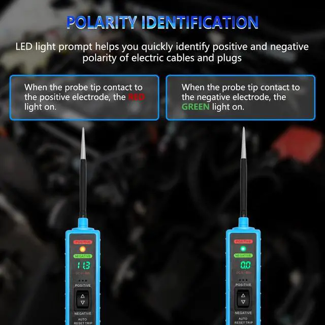 Alt view image 2 of 7 - 6-24V Digital LED Display Power Circuit Probe Tester Kit,Automotive Electrical System Tester,Car Circuit Tester, Short Circuit/Voltage Tester, Polarity Identify, Test Light,with Packaging Box