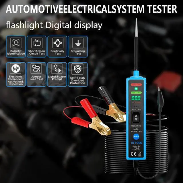 Alt view image 4 of 7 - 6-24V Digital LED Display Power Circuit Probe Tester Kit,Automotive Electrical System Tester,Car Circuit Tester, Short Circuit/Voltage Tester, Polarity Identify, Test Light,with Packaging Box