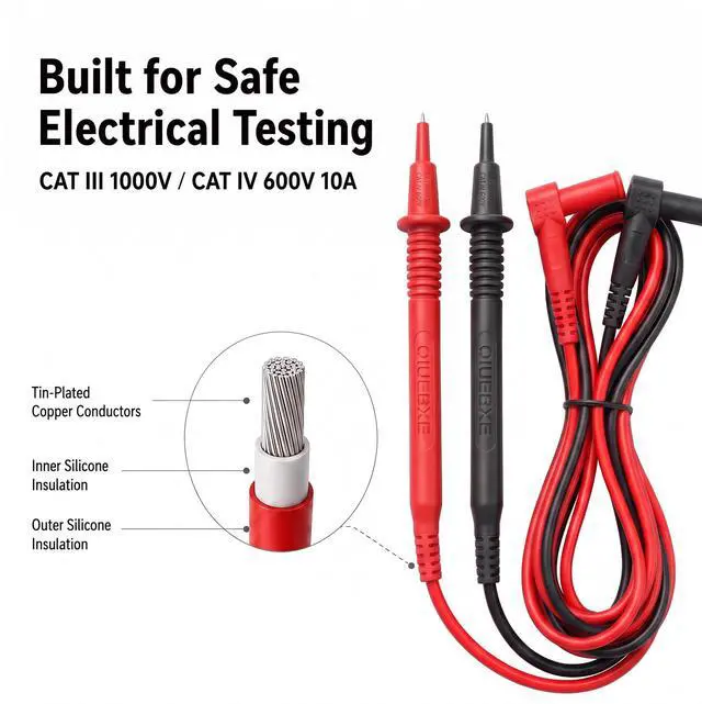 Alt view image 5 of 7 - OX60S 60-Inch Long Silicone Multimeter Test Leads for HVAC,Electrical Auto