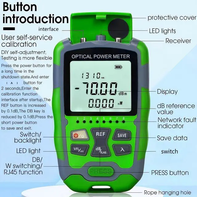 Alt view image 6 of 6 - Mini Fiber Tester A-M70 Optical Power Meter Support SC/FC/ST/LC connectors