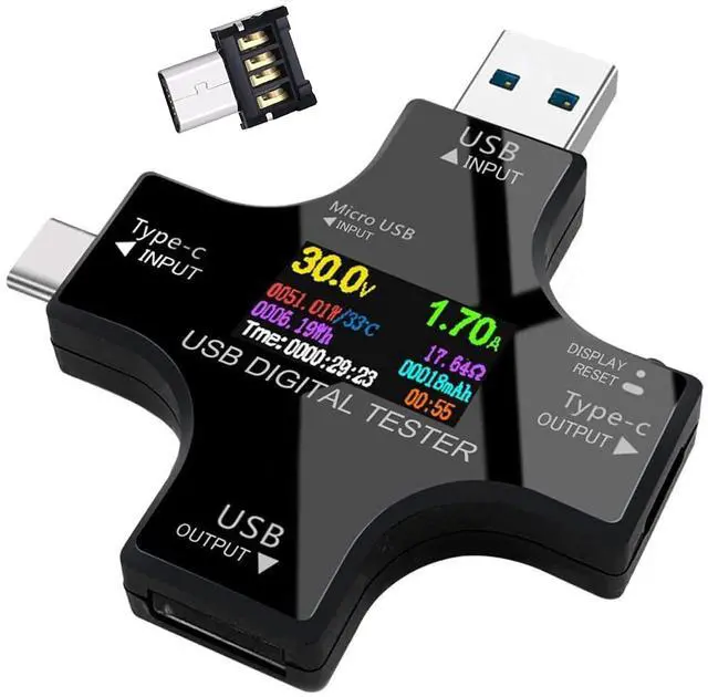 Main image of USB Tester Type C Meter - USB Digital Multimeter Amperage Power Capacity Reader & USB C Current Voltmeter & Voltage Monitor Tester & Amp Amperage Charging USB Detector Checker DC 0-30V/0-6.5A