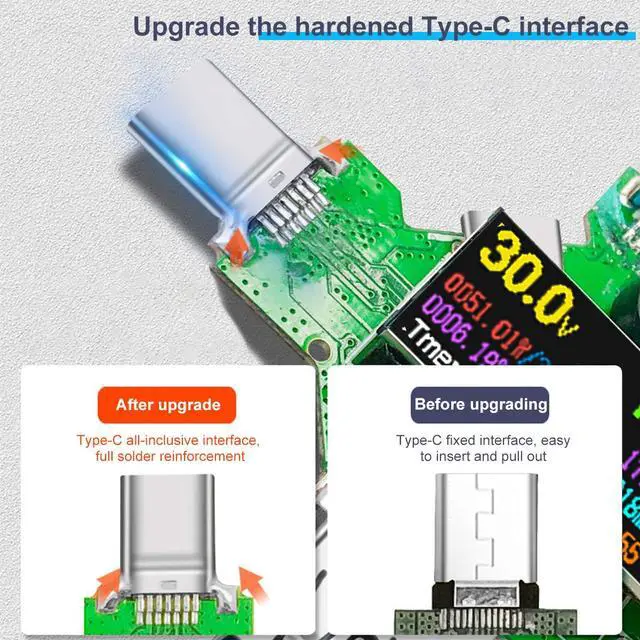 Alt view image 3 of 7 - USB Tester Type C Meter - USB Digital Multimeter Amperage Power Capacity Reader & USB C Current Voltmeter & Voltage Monitor Tester & Amp Amperage Charging USB Detector Checker DC 0-30V/0-6.5A
