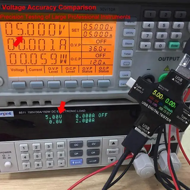 Alt view image 7 of 7 - USB Tester Type C Meter - USB Digital Multimeter Amperage Power Capacity Reader & USB C Current Voltmeter & Voltage Monitor Tester & Amp Amperage Charging USB Detector Checker DC 0-30V/0-6.5A