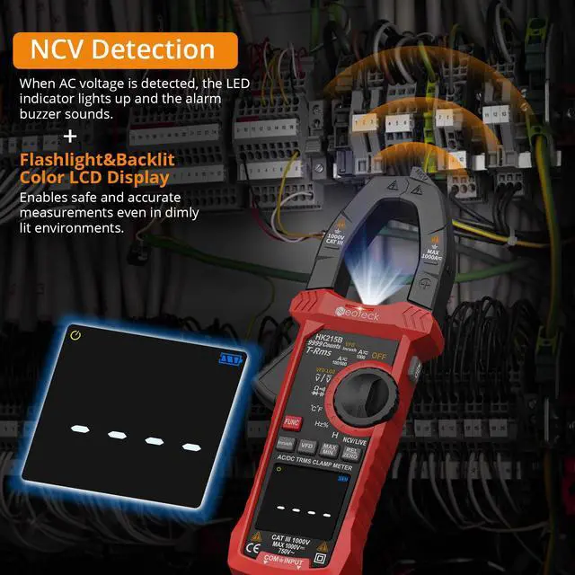 Alt view image 4 of 7 - 9999 Counts 1000A AC/DC Digital Clamp Multimeter with Color Screen