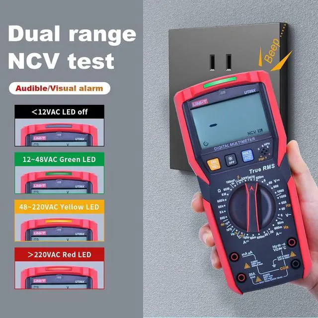 Alt view image 2 of 7 - UT89X Digital Multimeter Tester, TRMS 6000 Counts AC DC 1000V Multimetro Volt Ohm Meter Automotive Electrical Capacitance Multimeter, Measures Current Temperature NCV Resistance