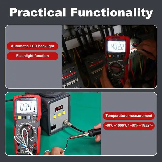 Alt view image 3 of 7 - UT89X Digital Multimeter Tester, TRMS 6000 Counts AC DC 1000V Multimetro Volt Ohm Meter Automotive Electrical Capacitance Multimeter, Measures Current Temperature NCV Resistance