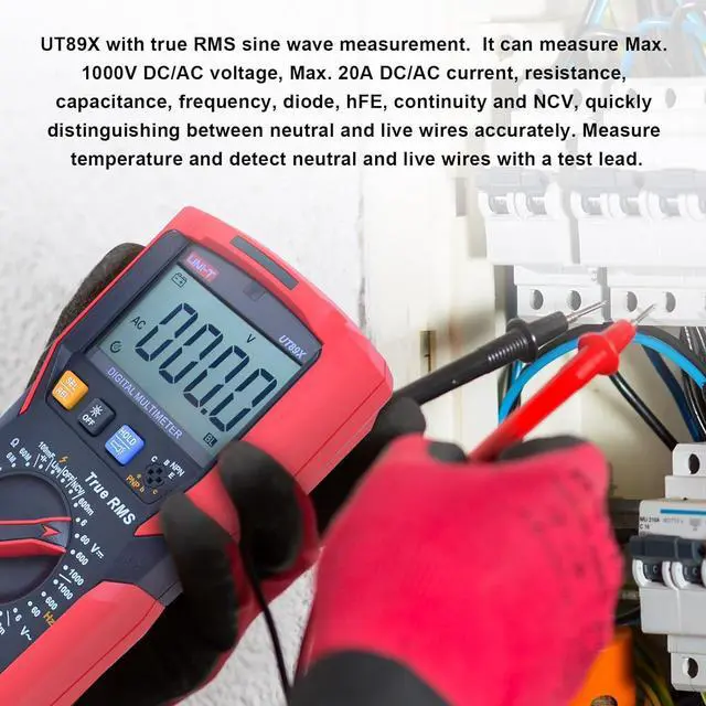 Alt view image 4 of 7 - UT89X Digital Multimeter Tester, TRMS 6000 Counts AC DC 1000V Multimetro Volt Ohm Meter Automotive Electrical Capacitance Multimeter, Measures Current Temperature NCV Resistance