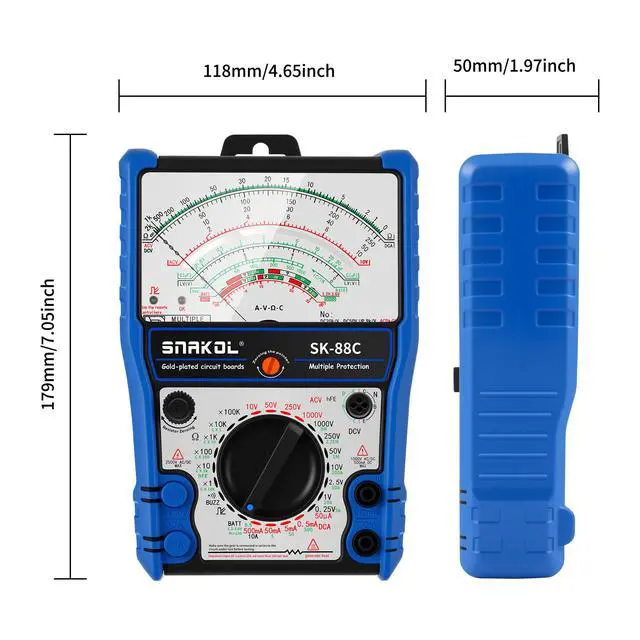 Alt view image 6 of 7 - Analog Multimeter SK-88C,Pointer MultimeterExternal Magnetic Multimetro,AC DC Volt 2500V,DC Current 10A,Rx 100K,Batt Tester,Diode/LED Testing,Remote Control Detection,11 Function,24 Range
