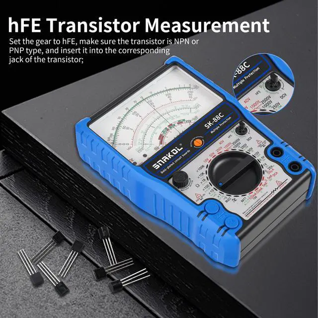 Alt view image 4 of 7 - Analog Multimeter SK-88C,Pointer MultimeterExternal Magnetic Multimetro,AC DC Volt 2500V,DC Current 10A,Rx 100K,Batt Tester,Diode/LED Testing,Remote Control Detection,11 Function,24 Range
