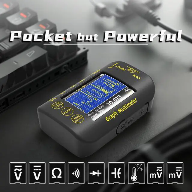 Alt view image 5 of 7 - 20000 Counts Digital Multimeter Date Recorder, 1uV/1000V Photovoltaic/Miners Voltmeter Tester, TRMS with Rechargeable, Measures Capacitance Diode MAX/MIN/PEAK Voltage Temperature Ohm Continuity
