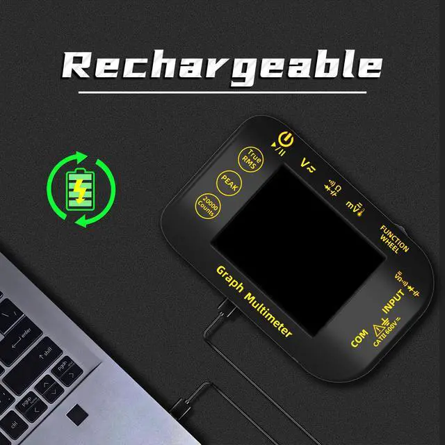 Alt view image 6 of 7 - 20000 Counts Digital Multimeter Date Recorder, 1uV/1000V Photovoltaic/Miners Voltmeter Tester, TRMS with Rechargeable, Measures Capacitance Diode MAX/MIN/PEAK Voltage Temperature Ohm Continuity