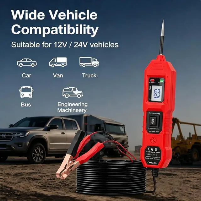 Alt view image 5 of 6 - 3 in 1 Power Circuit Probe Tester,Dc 3.5v-36v Car Electrical System Diagnostic Tool,Digital Car Electrical Tester with Led Work Light for Vehicles & Engineering Machinery (Red)