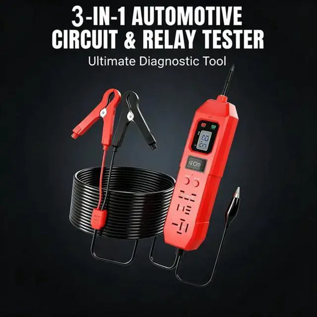 Alt view image 2 of 7 - 3-in-1 Automotive Power Circuit Probe & Relay Tester 12V 24V Electrical Test Light Tool, Car Fuse Tester Kit with Voltage Detector, Digital Circuit Tester for Vehicle Power Testingred