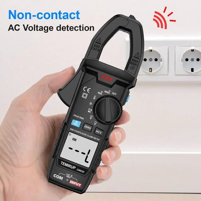 Alt view image 3 of 7 - Digital Clamp Meter Multimeter TRMS 6000 Counts 600A Auto-ranging Amp Meter with Flashlight Backlight, Measures NCV, AC/DC Voltage Current, Continuity Capacitance Diode Resistance, Temperature