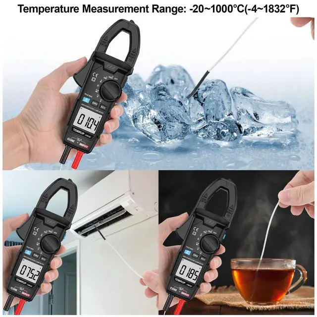 Alt view image 7 of 7 - Digital Clamp Meter Multimeter TRMS 6000 Counts 600A Auto-ranging Amp Meter with Flashlight Backlight, Measures NCV, AC/DC Voltage Current, Continuity Capacitance Diode Resistance, Temperature