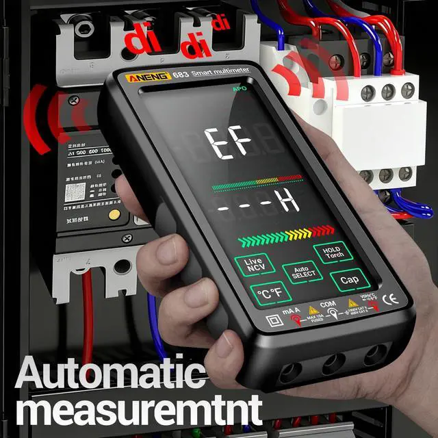 Alt view image 5 of 7 - Smart Multimeter, Smart Digital multimeter Tester with Touch Screen 6000 Counts Auto Ranging Rechargeable multimeter A Reverse Display NCV Tester with Flashlight for Electricians,DIY (Black)