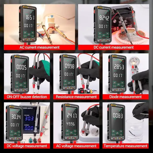 Alt view image 6 of 7 - Smart Multimeter, Smart Digital multimeter Tester with Touch Screen 6000 Counts Auto Ranging Rechargeable multimeter A Reverse Display NCV Tester with Flashlight for Electricians,DIY (Black)