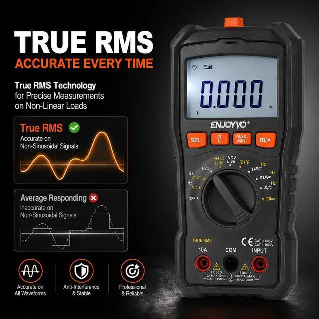 Alt view image 2 of 7 - EJ8010 TRMS 5999 Counts Auto-Ranging Digital Multimeter