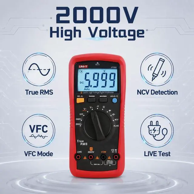Alt view image 2 of 7 - UT892 2000V AC/DC High Voltage Digital Multimeter Features VFC Mode Built-in NCV 6000 Counts True RMS