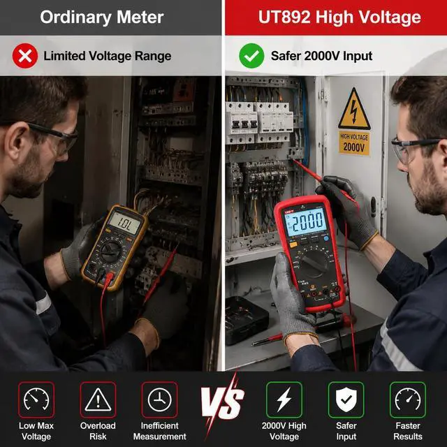 Alt view image 5 of 7 - UT892 2000V AC/DC High Voltage Digital Multimeter Features VFC Mode Built-in NCV 6000 Counts True RMS