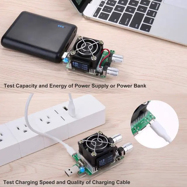 Alt view image 4 of 5 - USB Power Meter, 35W Adjustable Constant Current Electronic USB Load Tester Power Discharge Resistor With QC2.0/3.0 TriggerFor Testing Chargers And Cables/The Capacity of Power Bank