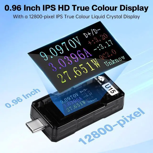 Alt view image 4 of 7 - USB C Power Meter Tester, Digital Multimeter with Color Screen, 4-25V/5A Voltage Current Monitor, Supports PD3.0 QC3.0 Fast Charging Protocols